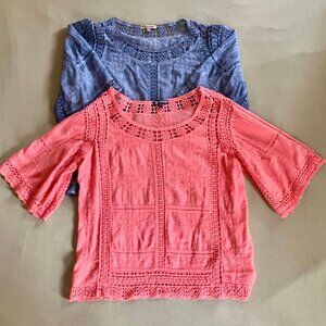 Size Large 2 cotton/crochet women's blouses
